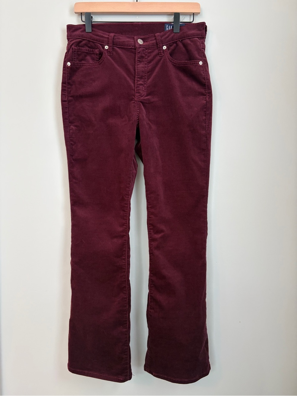 GAP Baby Boot Corduroy Pants Maroon Red Sz 6 Short Burgundy Boho 90s Whimsigoth
